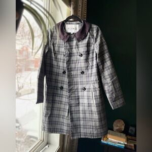 Kling Gray Plaid Jacket with Black Collar Size M
